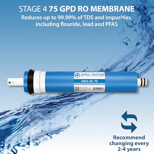 Image of APEC Essence Series Alkaline Replacement Filter Kit for ROES-PH75 Reverse Osmosis System, 6 Stage RO Filter Set with RO Membrane and pH Remineralization Filter, 75 GPD Under Sink System