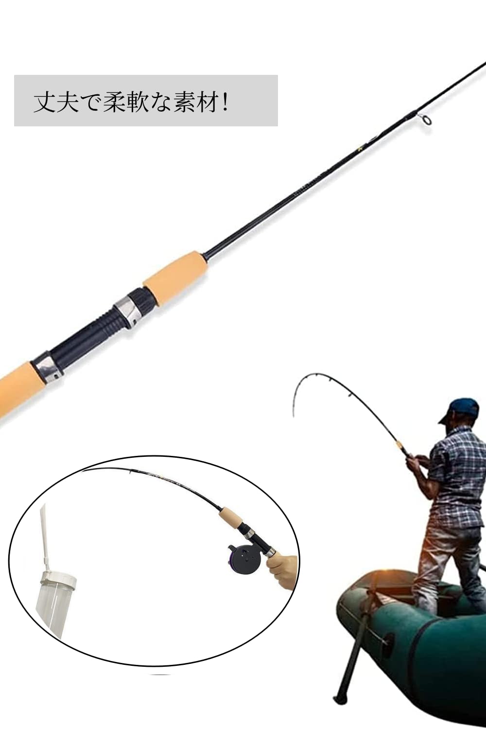 Amazon.co.jp: YFFSFDC穴釣り用ロッド75cm 2本セット 短竿 収納時約