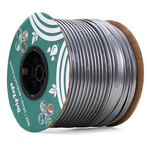 1000FT 5/8 Drip Tape Irrigation 16 Mil Heavy Duty with 6 Emitter Spacing Silver Reflective Drip Tape Resistant to Pecking & Biting Heat-Safe for Seedlings Ideal for Garden Farm Greenhouse Patio