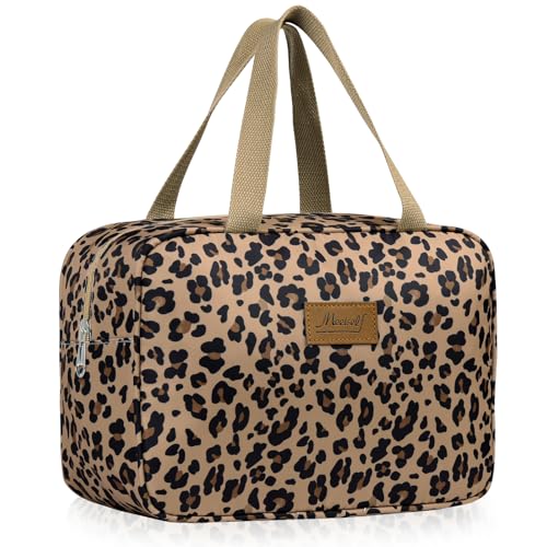 Aucuu Neceser Mujeres, Neceser de Viaje, Bolsa de Cosméticos Impermeable, Bolsa de Maquillaje Portátiles, Bolsa Aseo señora, para Uso Diario Viaje-Estampado de Leopardo