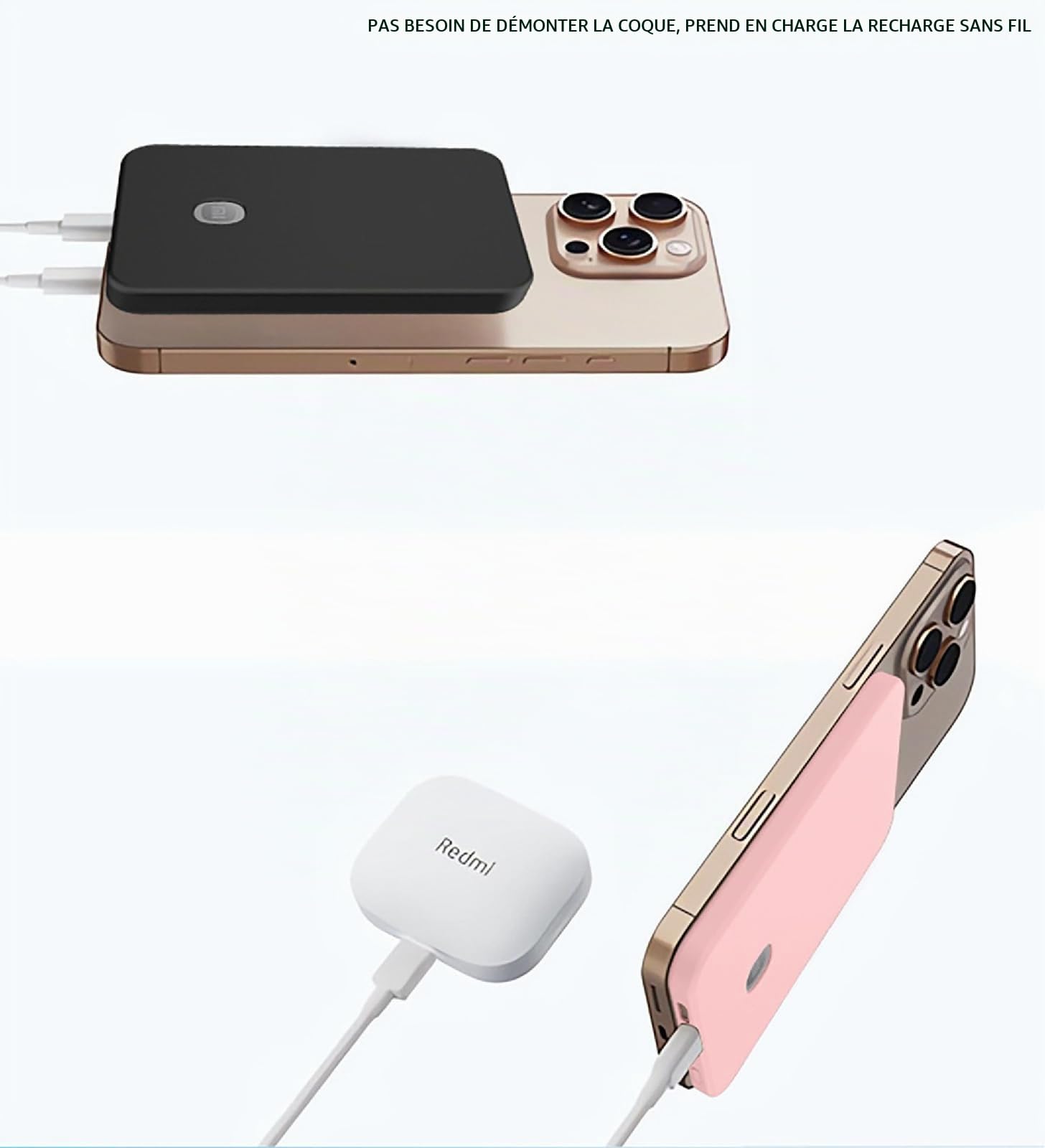 GIOPUEY Étuis Compatible avec Xiaomi Ultrathin Magnetic Power Bank 5000 15W, Coque Silicone, Poids léger, Antichoc, Portable - Noir