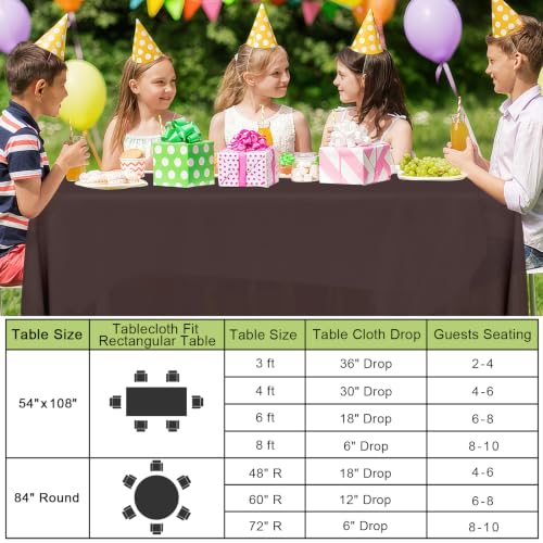 Image of Smiry Disposable Table Cloth 3 Pack, 84 Inch Round Waterproof Plastic Tablecloth, Decorative Round Table Covers for Party, Birthday, Picnic, Coffee