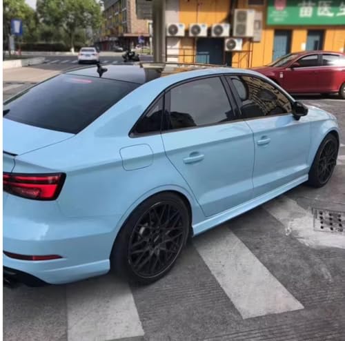 Image of WISDOM Baby Blue Glossy Vinyl Car Wrap Air Release, Self Adhesive, Vehicle wrap Sheet for Automotive Bike DIY Exterior Interior Decoration (Baby Blue Glossy, 20 Inch X 10 Feet)