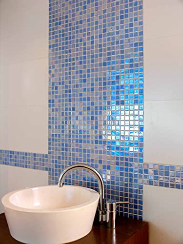 Mosaico Cristal Azul azulejo gresite piscina y ducha baño moderno 3