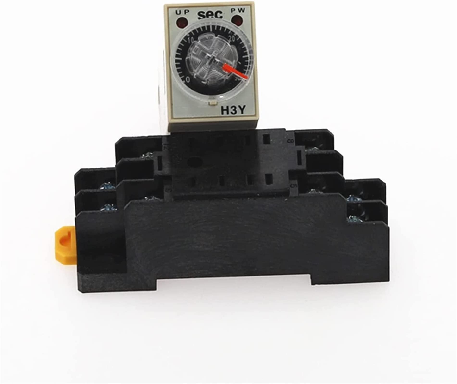 FIDEMM Perilla giratoria de relé 1S/5S/10S/30S/60S/3M/5M/10M/30M Temporizador Relé de Tiempo AC 380V H3Y-2 con Base (Size : 0-30 Seconds AC380V)