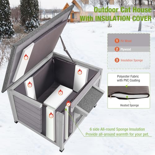 Gutinneen AIR012IN Outdoor Cat House With Insulated Liner Weatherproof Feral Cat Shelter thumb #1
