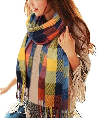 heekpek Bufanda Mujer Invierno Otoño Tartan Bufanda Caliente Suave Larga Cachemira Mujer con Borlas, Coloridos cuadros heekpek Bufanda Mujer Invierno Otoño Tartan Bufanda Caliente Suave Larga Cachemira Mujer con Borlas, Coloridos cuadros