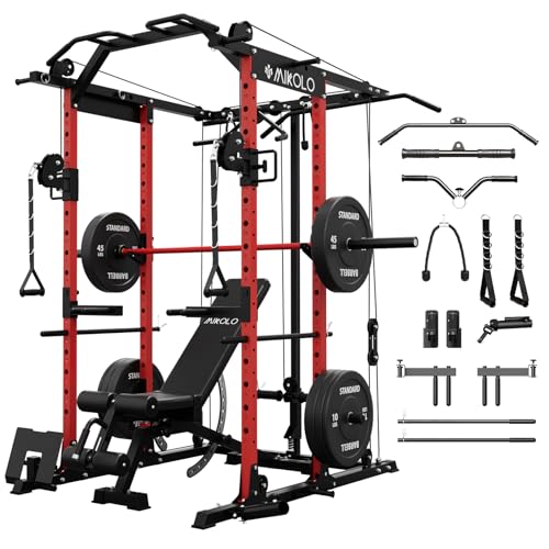 Mikolo K6 Power Cage, Power Rack with Cable Crossover System,