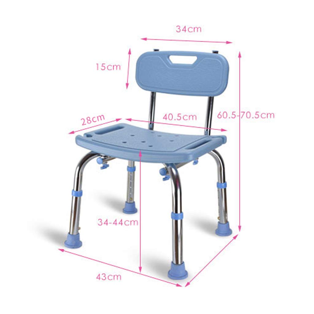 Altura Ajustable Taburete de baño/Ducha Bañera Ducha Silla con Respaldo Soporte de Ducha Almohadilla Antideslizante para Las piernas Ayuda por discapacidad para discapacitados Personas Mayores