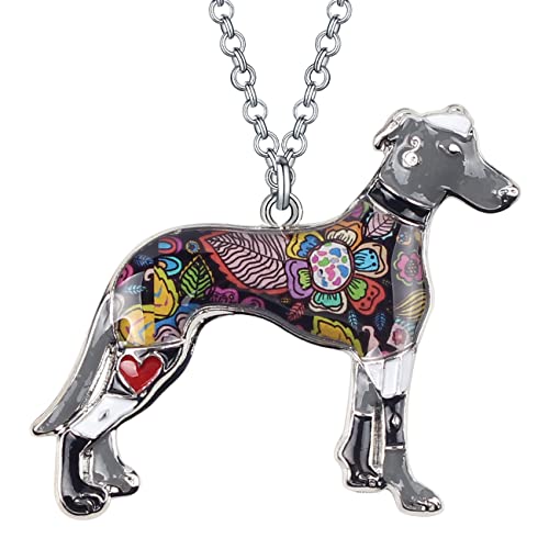 BONSNY Love Pets Enamel Zinc Alloy Metal Greyhound Necklace Dog Animal Jewelry Pendant Unique Design 18