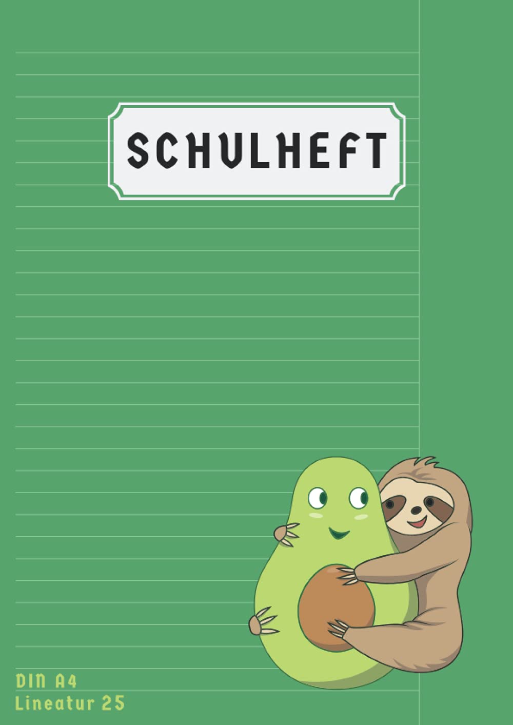 Schulheft A4 Lineatur 25: Liniert mit Rand | Schreibheft Din A4 Lineatur 25 | 50 Blatt | Grün