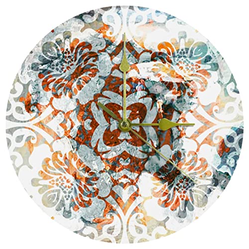 Horloge murale mandala acrylique 24cm pendule ronde silencieuse