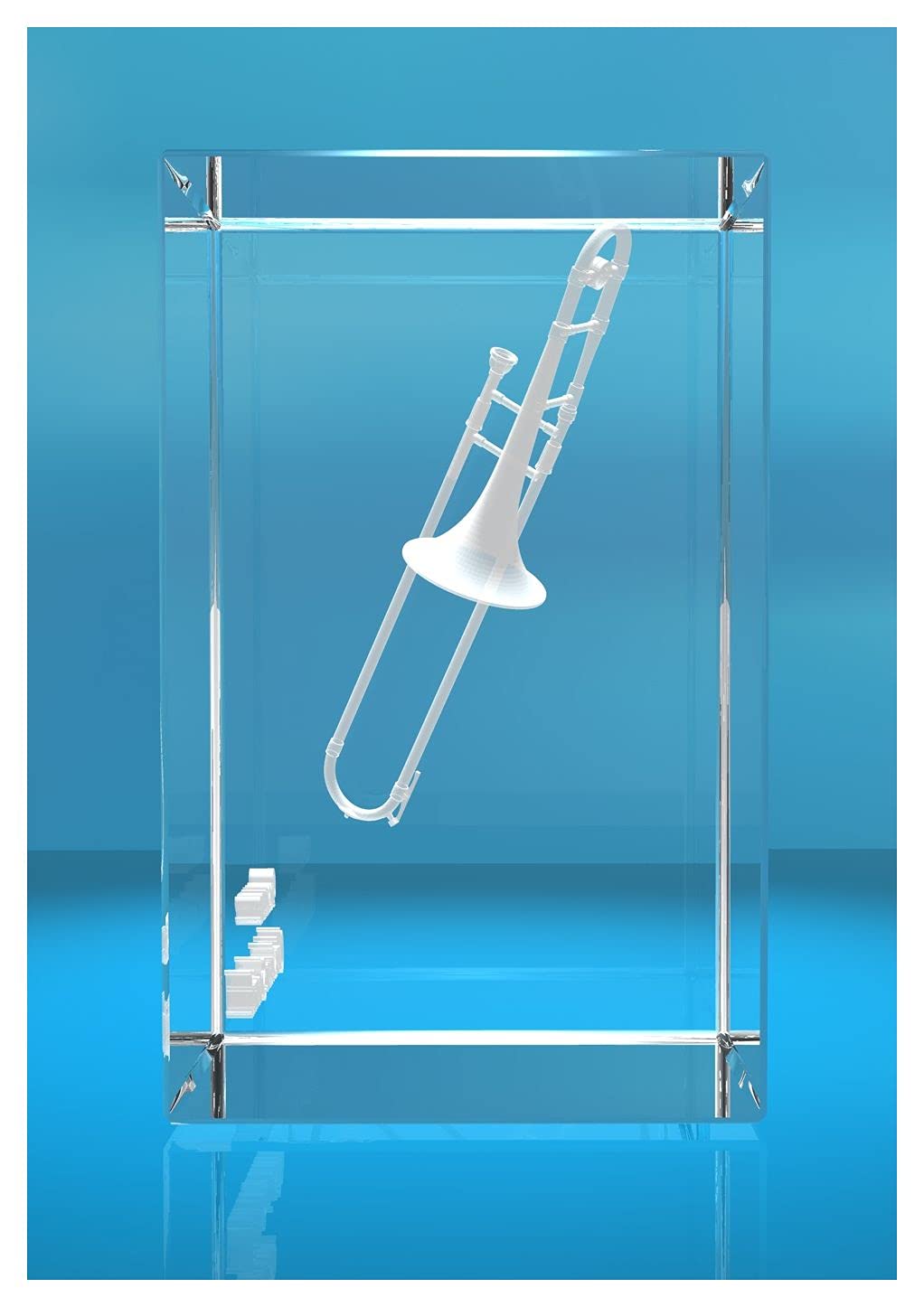3D Glasquader | Posaune mit Wunschnamen | Blasinstrument | Geschenk für Posaunespieler Musiker Orchester