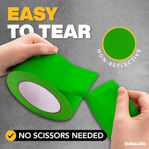 Image of Gaffers Tape Heavy Duty, Easy to Rip, Residue-Free Professional Grade Floor Tape for Electrical Cords, Matte Finish Non Reflective, Weather Resistant (3, Green, 2 inch x 30 Yards)