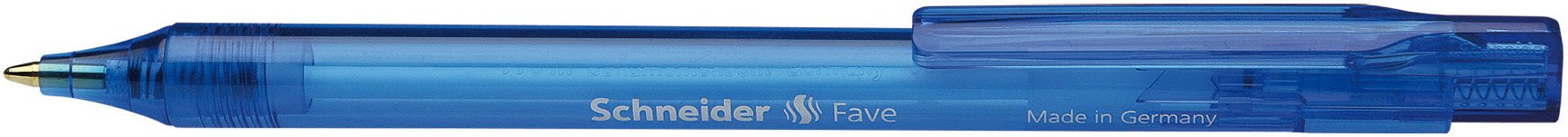 Schneider Fave Click-Top Pen Ballpoint, Push Mechanism M Blue Barrel Colour: Transparent Blue