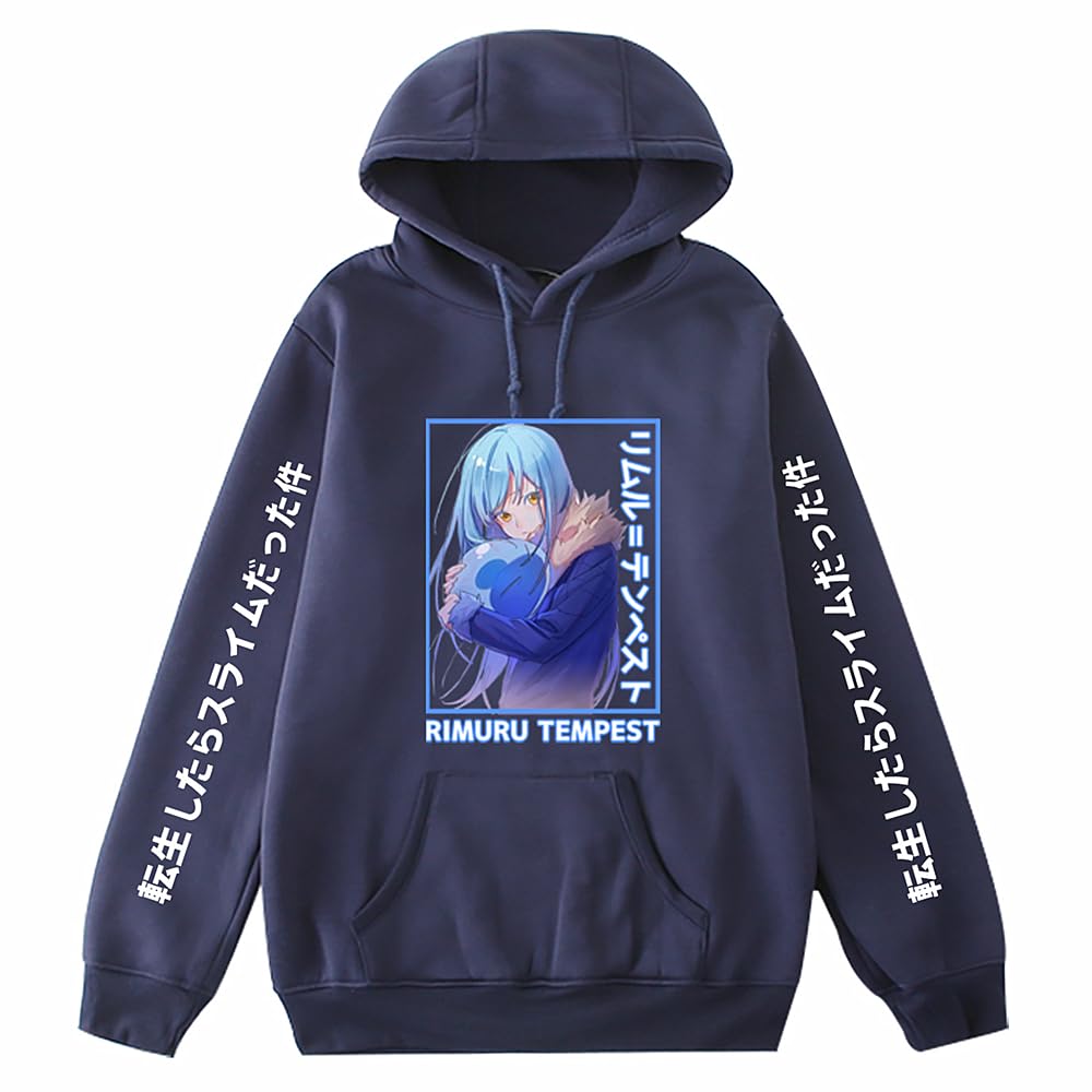 Charous Unisex Blue 1 Anime That Time I Got Reincarnated As A Slime Cosplay Rimuru Tempest Hoodie,Blue Sweatshirt For Manga Fans Gift