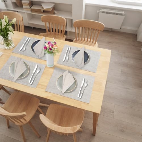 RANJIMA 12 Stück Leinenservietten Wiederverwendbar 40x40cm, 100% Natur Leinen Stoffservietten, Waschbar & Bügelbar, für Hochzeit, Party, Tischdekoration & Alltag (Beige)