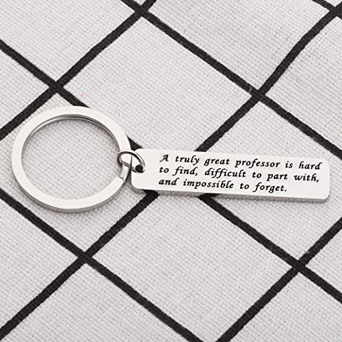 Bekech Professor Gift Mentor Gift Teacher Jewelry A Truly Great Professor Is Hard To Find Difficult To Part With Keychain Retirement Gift Appreciation Gift For Professor From Graduates (Silver) #TOP6