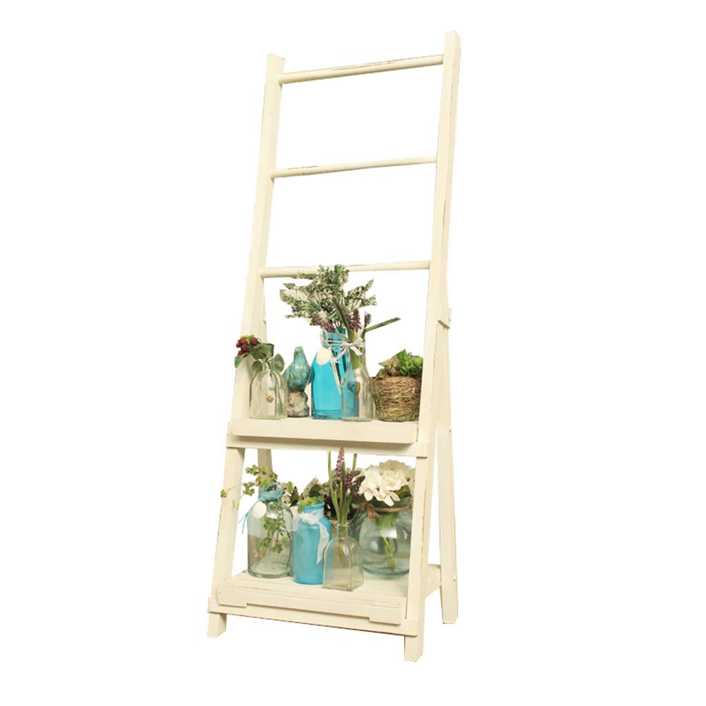 Flower stand Flower stand foldable display stand solid wood flower stand white storage flower stand multi-layer indoor balcony flower stand balcony flower rack ( Color : White , Size : 4433124cm )