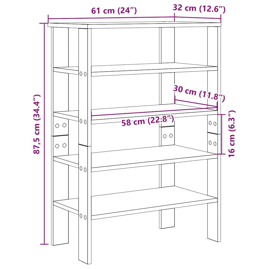 Schuhregal in Braun Eichen-Optik aus Holzwerkstoff, 61 x 32 x 87,5 cm, 60 kg Tragkraft, schmal platzsparend für Flur, Diele, Eingangsbereich, ordentliche Aufbewahrung für Sneaker und Stiefel