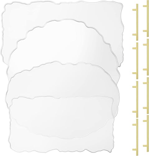 Hoolerry 4 moldes de resina para bandejas de silicona de 13 pulgadas, moldes epoxi de ágata de fundición irregular con asas doradas para