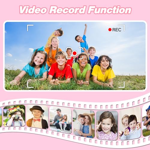 goopow kids camera toys for 3-8 year old girls boyschildren digital video camcorder camera with cartoon soft cover best chritmas birthday festival gift for kids - 32g sd card included