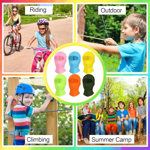 6 Pcs Girls Boys Sun Protection Balaclava Full Face Mask UV Face Cover Breathable Neck Gaiter for Outdoors(age 3+)4