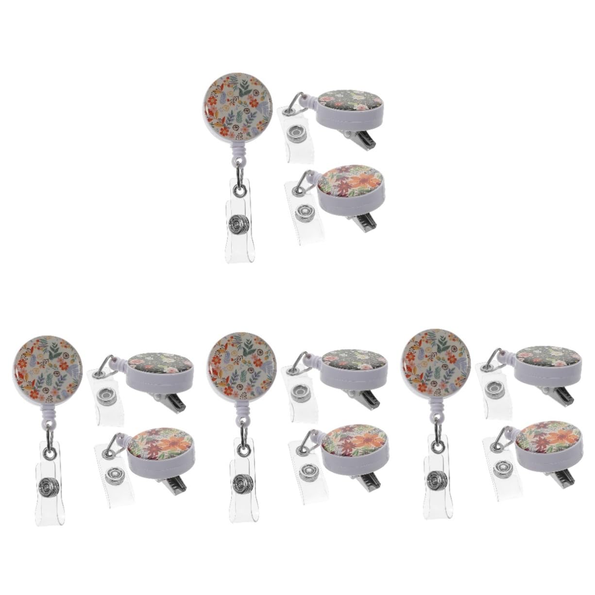 SHINEOFI 12pièces Clips De Badge Rotatifs Avec Fleurs Porte-badge Rétractable Pratique Pour Cartes Identité Et Accessoires De Travail