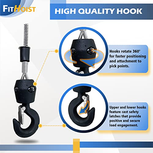 Fithoist 110V Electric Hoist Winch, 1100Lbs 1500W Portable Electric Power Winch With Wireless Remote Control, Vertically & Horizontally Lift 16Ft, Overload Protection For Lifting Towing #TOP5
