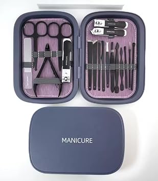 18 Piece Purple Professional Multifunctional Stainless Carbon Steel Nail Clipper Manicure Pedicure Set