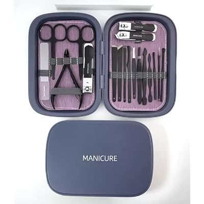 18 Piece Purple Professional Multifunctional Stainless Carbon Steel Nail Clipper Manicure Pedicure Set