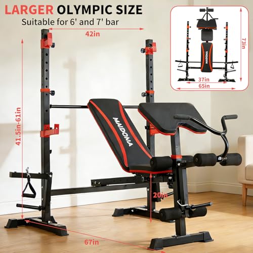 Image of MAIDOMA 1500LBS Foldable 8 IN 1 Weight Bench Set, Adjustable Flat Incline Decline Bench Press with Upgraded Wide Squat Rack and Leg Extension for Full Body Home Gym Workout (US Stock)