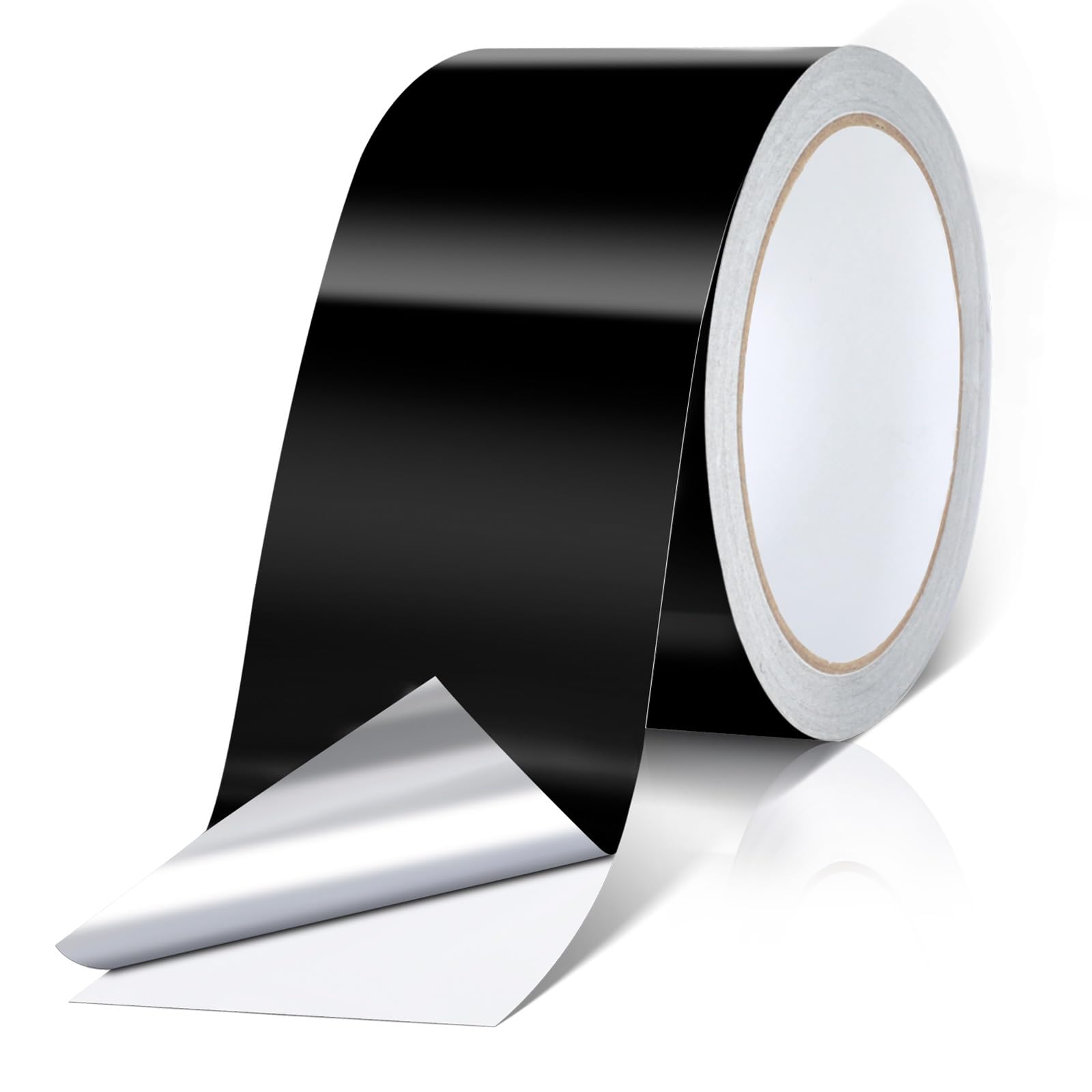 Cozary Cinta de Aluminio Negra 50mm x 20m,Cinta Aluminio Adhesiva Impermeable y Resistente al Calor,Cinta Selladora Metálica para Conductos de Aire Altas y Bajas TemperaturasTemperaturas