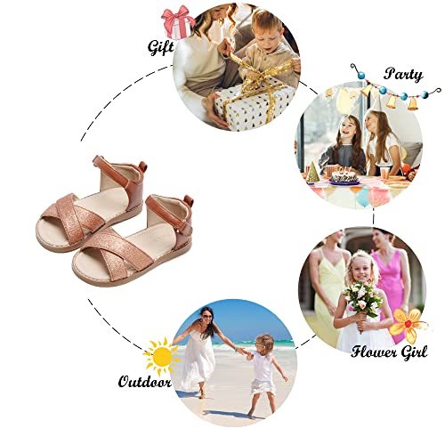 Image of Felix & Flora Toddler Girl Sandals - Flower Girl Dress Shoes Open Toe Little Kid Flats