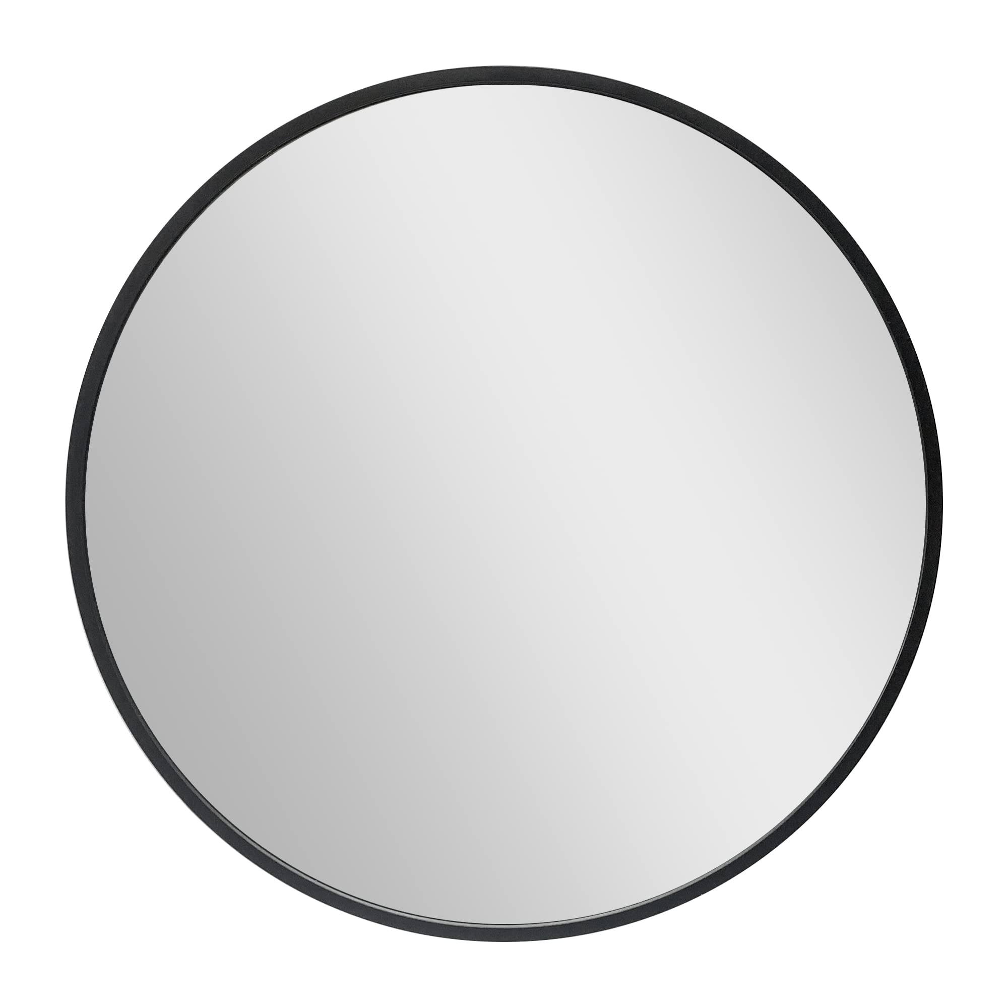 [en.casa] Lustro ścienne Modgno 50 cm, lustro łazienkowe, lustro wiszące, okrągłe, rama aluminiowa, montaż na ścianie, czarne