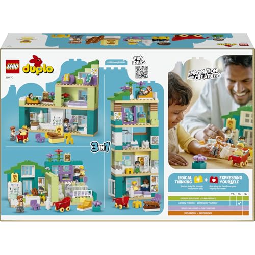 LEGO DUPLO Kasabası 3’ü 1 Arada Figürlü Modern Aile Evi 10470-2 Yaş ve Üzeri Çocuklar için Biberon ve Bebek Arabası Dahil Aksesuarlar İçeren Yaratıcı Oyuncak Yapım Seti, Hediye Fikri (166 Parça)