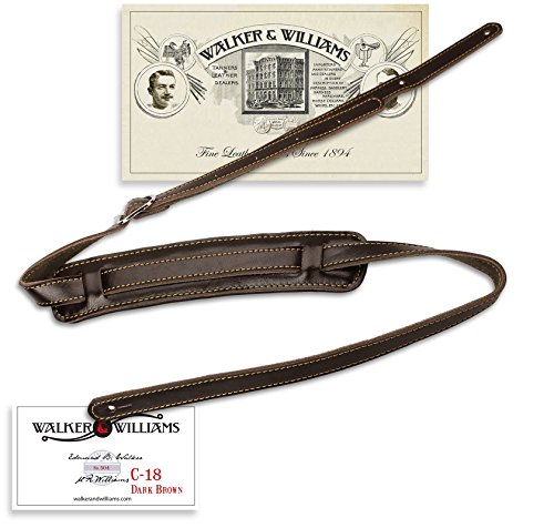 Walker & Williams Style vintage Sangle de guitare Premium en cuir Marron foncé Extra long jusqu’à 155 cm. - Les Beatles, Paul McCartney, John Lennon, RIngo Starr, George Harrison Walker & Williams Style vintage Sangle de guitare Premium en cuir Marron foncé Extra long jusqu'à 155 cm.
