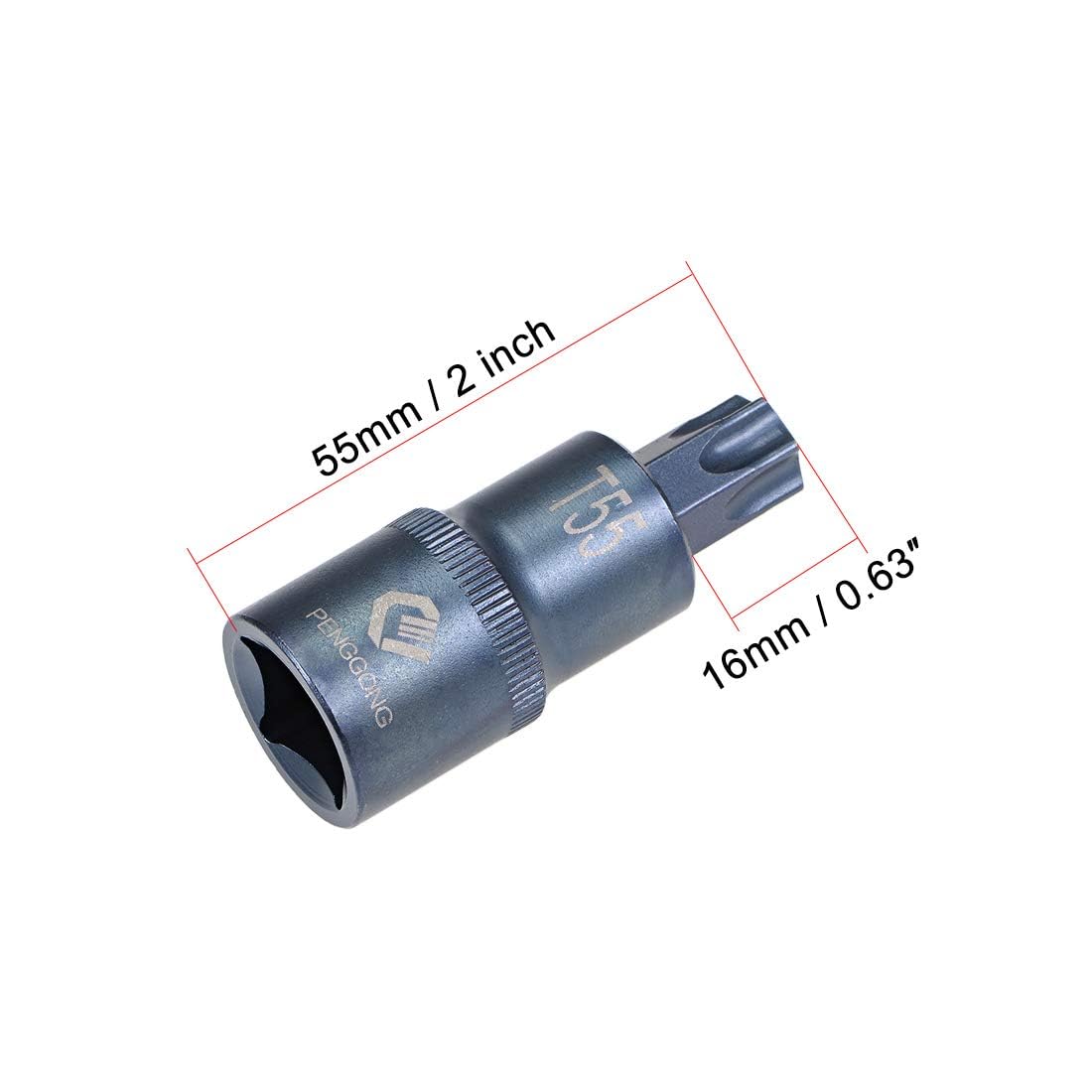 TOP-VIGOR 2Pcs Torx Bit Socket, 1/2" Drive x T55 CR-V Key Socket, Premium S2 Steel Bits - Image 2