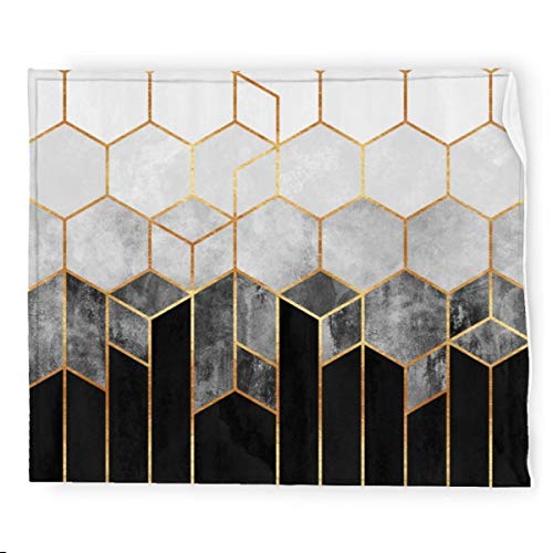 Charcoal Hexagons Flannel Blanket Bedding Throw Blanket Soft Warm Cozy Colorful Decorative Blanket for Couch, Sofa 50