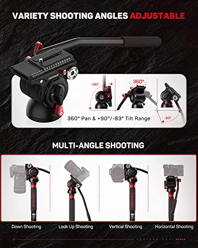Image of IFOOTAGE Video Fluid Head, Video Tripod Head for Photography, Aluminum Fluid Drag Pan Head, Lightweight Tripod Head with Quick Release Plate, for DSLR Camera, Camcorder, Monopod & Tripod, Komodo K5S