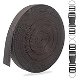 ZHFMLY ZHFMILY 5/8 inch Coffee Nylon Webbing Strap-15mm 10 Yards-Flat Heavyweight Webbing Cloth Fabric Strapping for Handbag, Indoor&Outdoor Gear, Pet Collars, DIY Projects, Crafts, Sewing (#257-1)