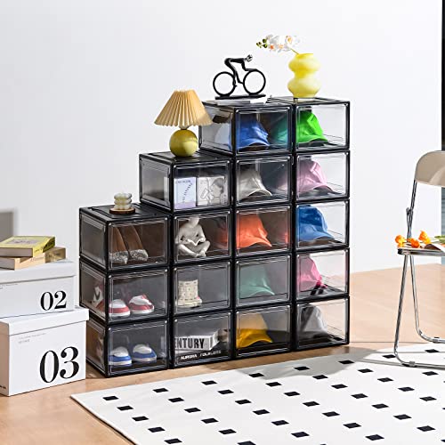 Hat Organizer For Baseball Caps, 3Packs Stackable Hat Storage Box, Clear Hat Display Case, Hat Holder Organizer, Plastic Hat Storage Organizer With Magnetic Door, Easy Assembly Cap Rack, Black #TOP3