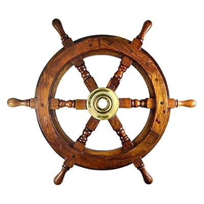 Ship Wheel Ships Steering Wheel Boat Wheel Pirate Ship Wheel Captains Wheel Nautical Decor Wooden Ship Wheel (18 inch… 51b9ROrJCGL. SS400