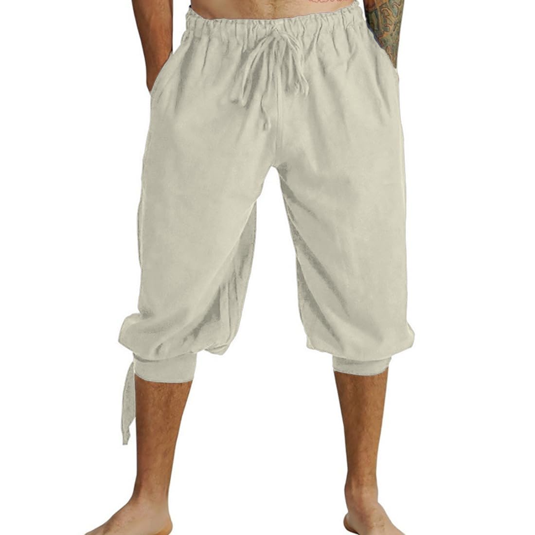 GRAJTCIN Medieval Pirate Pants Men Short Renaissance Viking Lace Up Cosplay