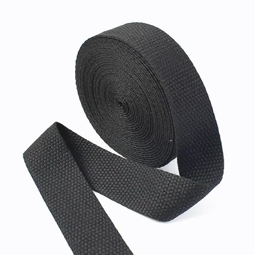Webbing 5Meters 20/25/32/38mm 1.3mm Thick Cotton Webbing Tapes Bags Strap Garment Ribbons Belt DIY Clothing Sewing Tape Bias Binding(Black,38mm)