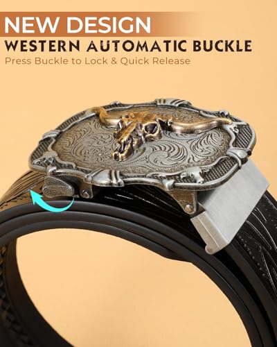 Image of BELTROAD Mens Ratchet Western Belt Leather Cowboy Belts for Men with Automatic Western Buckle Belt for Jeans Christmas Gifts