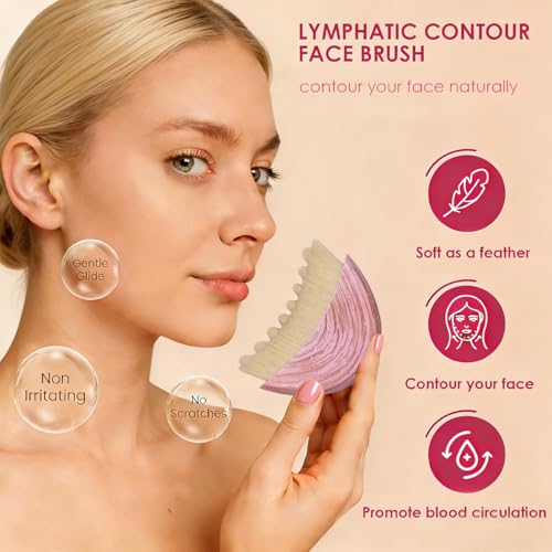 Image of Lymphatic Contour Face Sculpting Brush - Anti-Puffiness, Facial Detox & Lifting Massage Tool for Glowing Skin