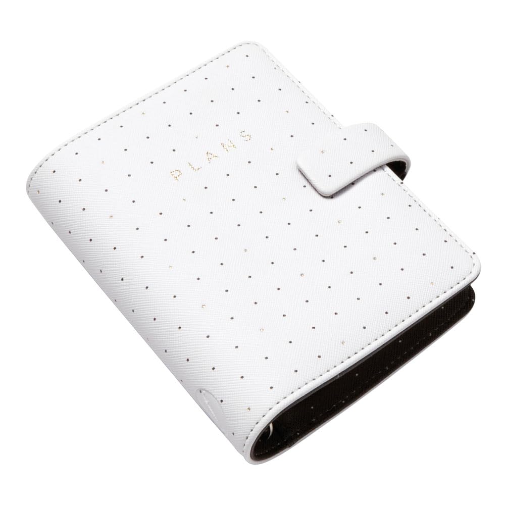 Filofax Moonlight Organizer, agenda tascabile bianca – effetto pelle, dettagli oro, sei anelli, visualizzazione settimanale, calendario 2025 (C022650-25)