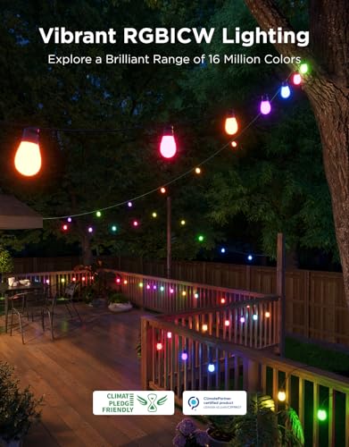 Image of Govee S14 Bulb Outdoor String Lights 2, 144ft RGBICWW, 45 LED Bulbs, IP66 | Patio Lights with 111 Scene Modes for Outdoor Decor, Compatible with Alexa, Google, Matter, APP Control