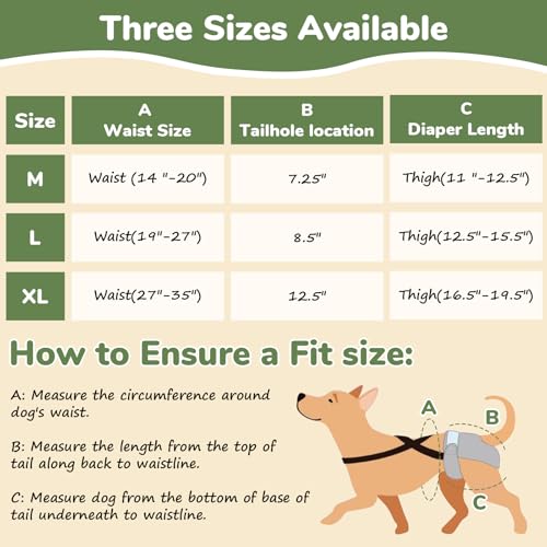 Dog Diapers Female, 3 Pack Puppy Diapers Female, Washable Reusable Dog Diapers with Suspender for Peeing for Small Medium Large Female Dog in Heat Cycle Period Incontinence (M)